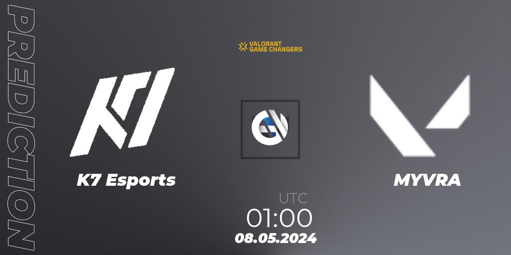 K7 Esports vs MYVRA: Match Prediction. 07.05.2024 at 01:00, VALORANT, VCT 2024: Game Changers LAN - Opening