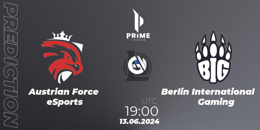 Austrian Force eSports vs Berlin International Gaming: Match Prediction. 13.06.2024 at 19:00, LoL, Prime League Summer 2024