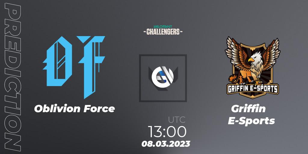 Oblivion Force vs Griffin E-Sports: Match Prediction. 08.03.2023 at 13:00, VALORANT, VALORANT Challengers 2023: Hong Kong and Taiwan Split 1