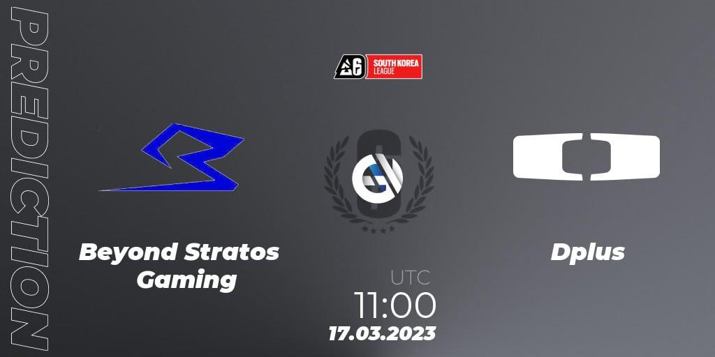 Beyond Stratos Gaming vs Dplus: Match Prediction. 17.03.2023 at 11:00, Rainbow Six, South Korea League 2023 - Stage 1