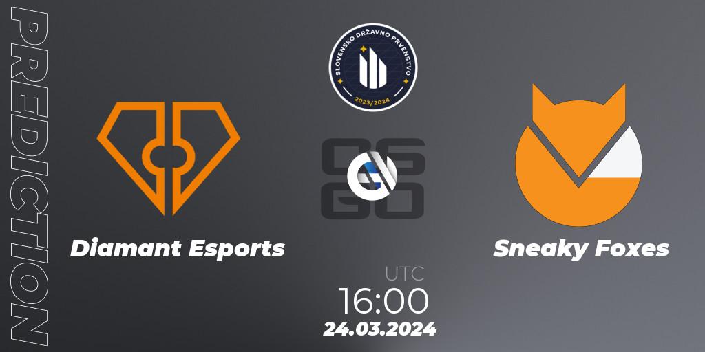 Diamant Esports vs Sneaky Foxes: Match Prediction. 05.04.2024 at 15:00, Counter-Strike (CS2), Slovenian National Championship 2024