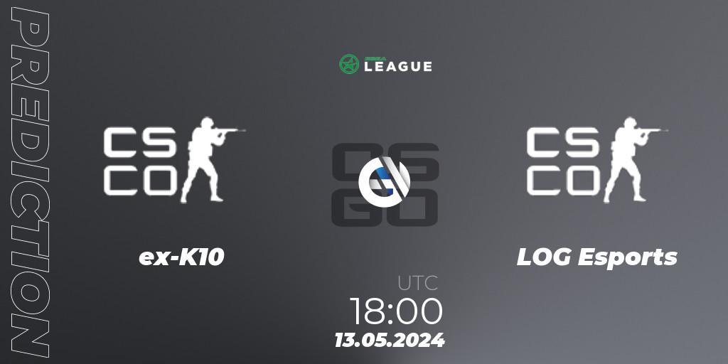 ex-K10 vs LOG Esports: Match Prediction. 13.05.2024 at 18:00, Counter-Strike (CS2), ESEA Season 49: Advanced Division - Europe