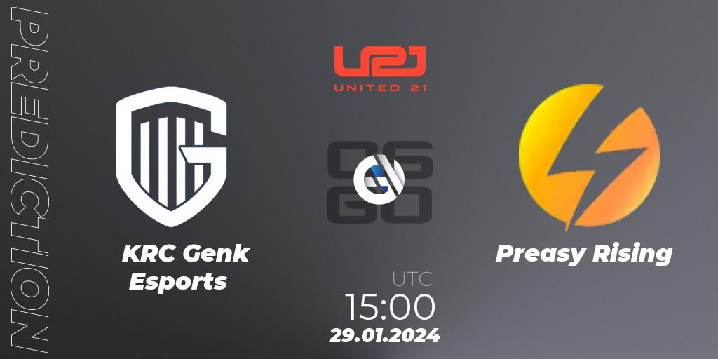 KRC Genk Esports vs Preasy Rising: Match Prediction. 29.01.2024 at 15:00, Counter-Strike (CS2), United21 Season 10: Division 2