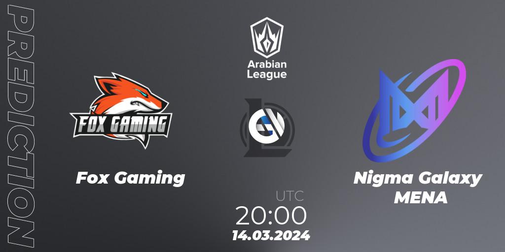 Fox Gaming vs Nigma Galaxy MENA: Match Prediction. 14.03.24, LoL, Arabian League Spring 2024