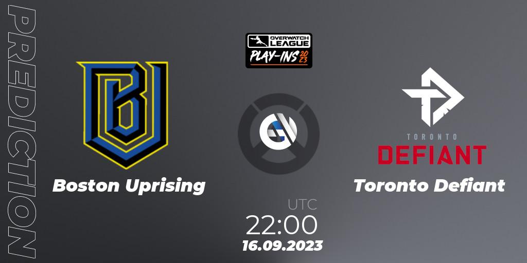Boston Uprising vs Toronto Defiant: Match Prediction. 16.09.23, Overwatch, Overwatch League 2023 - Play-Ins