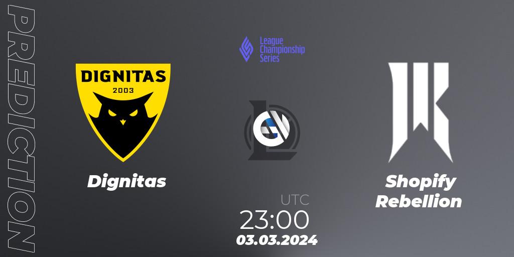 Dignitas vs Shopify Rebellion: Match Prediction. 04.03.24, LoL, LCS Spring 2024 - Group Stage