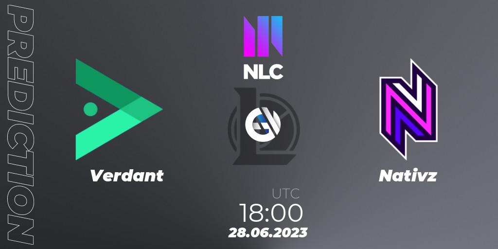 Verdant vs Nativz: Match Prediction. 28.06.2023 at 18:00, LoL, NLC Summer 2023 - Group Stage