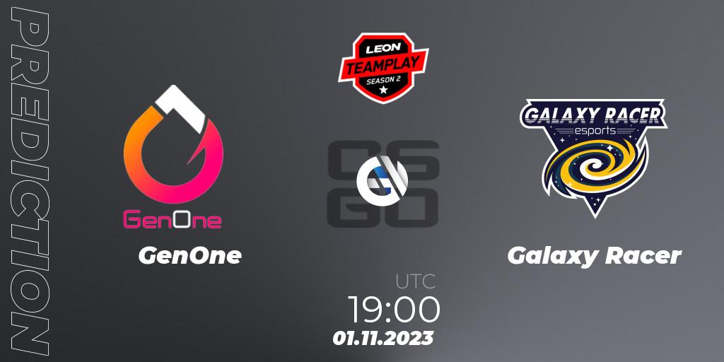 GenOne vs Galaxy Racer: Match Prediction. 01.11.2023 at 19:00, Counter-Strike (CS2), LEON x TEAMPLAY Season 2: Closed Qualifier