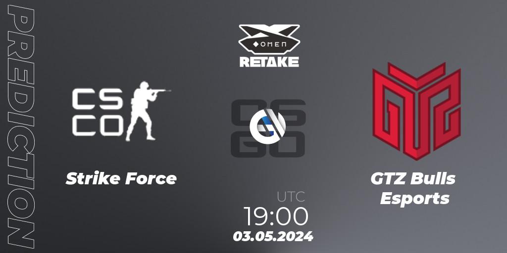 Strike Force vs GTZ Bulls Esports: Match Prediction. 03.05.2024 at 19:00, Counter-Strike (CS2), Circuito Retake Season 8: Take #1