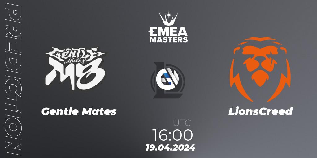 Gentle Mates vs LionsCreed: Match Prediction. 19.04.24, LoL, EMEA Masters Spring 2024 - Group Stage