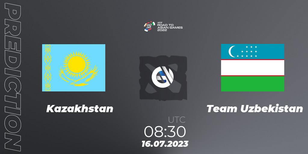 Kazakhstan vs Team Uzbekistan: Match Prediction. 16.07.2023 at 08:30, Dota 2, 2022 AESF Road to Asian Games - Central Asia