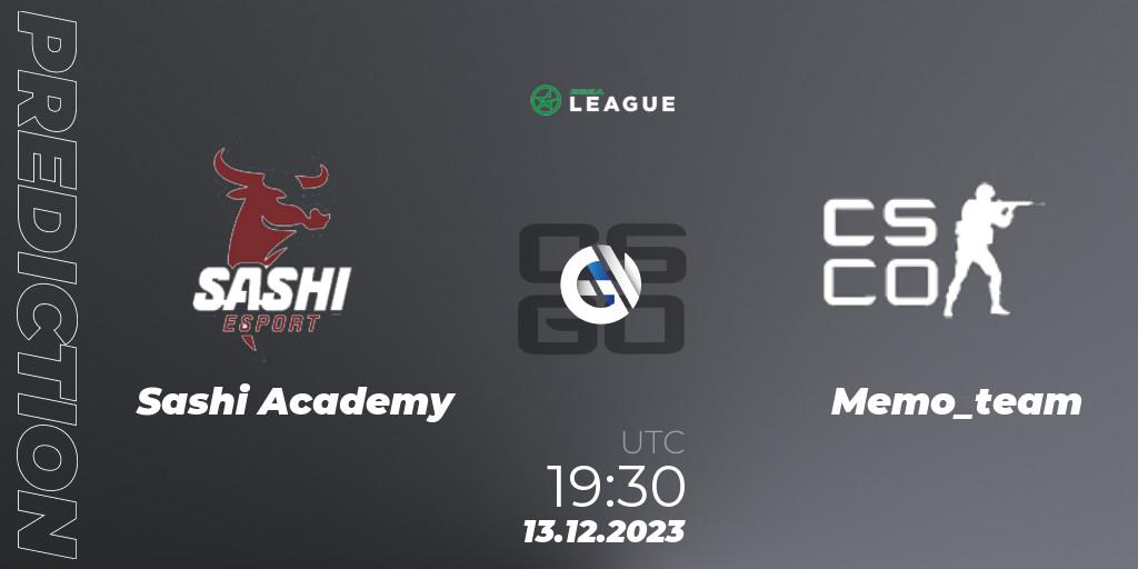 Sashi Academy vs Memo_team: Match Prediction. 13.12.2023 at 19:30, Counter-Strike (CS2), ESEA Season 47: Open Division - Europe