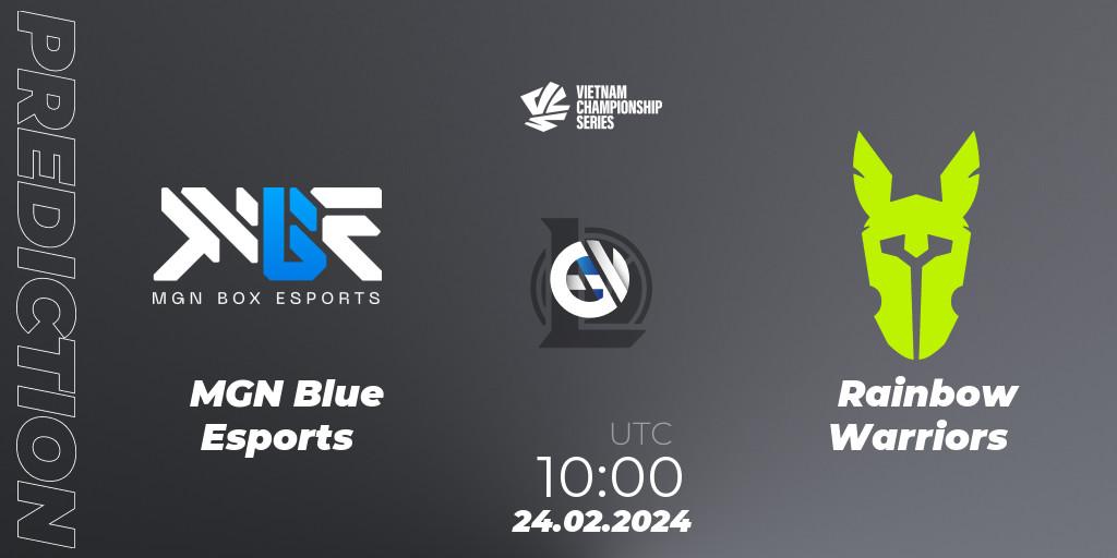 MGN Blue Esports vs Rainbow Warriors: Match Prediction. 24.02.2024 at 10:00, LoL, VCS Dawn 2024 - Group Stage
