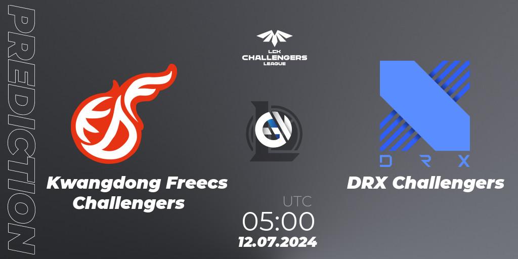 Kwangdong Freecs Challengers vs DRX Challengers: Match Prediction. 12.07.2024 at 05:00, LoL, LCK Challengers League 2024 Summer - Group Stage