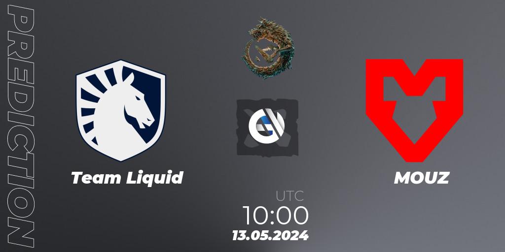 Team Liquid vs MOUZ: Match Prediction. 13.05.2024 at 09:00, Dota 2, PGL Wallachia Season 1 - Group Stage