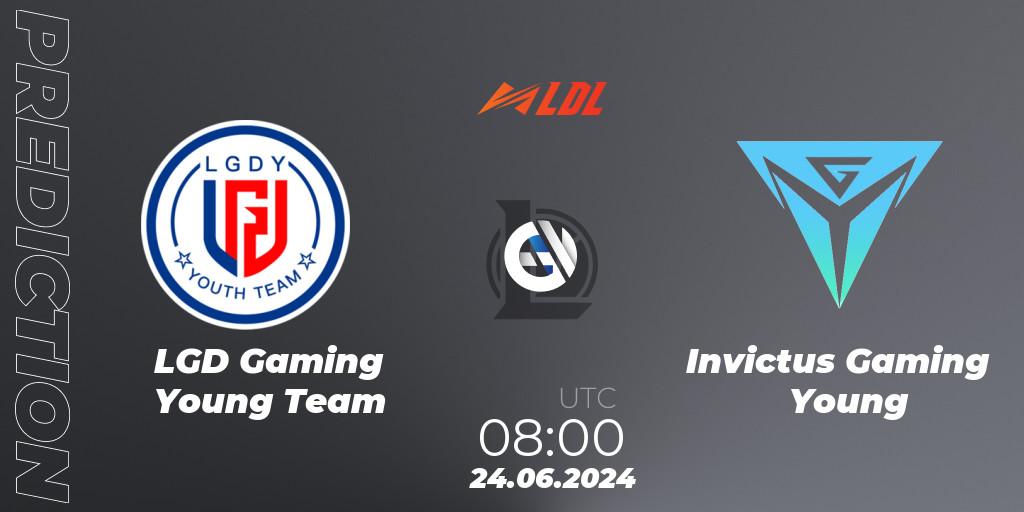 LGD Gaming Young Team vs Invictus Gaming Young: Match Prediction. 24.06.2024 at 08:00, LoL, LDL 2024 - Stage 3