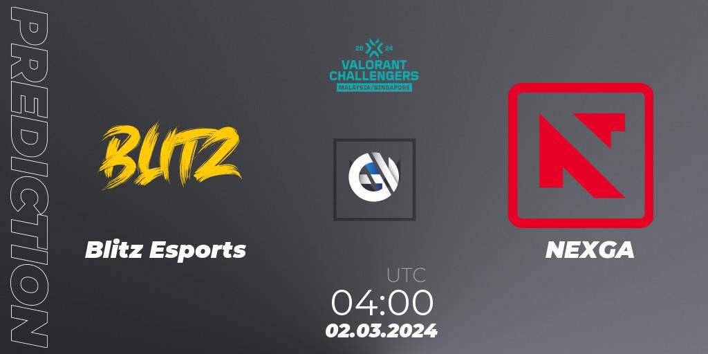 Blitz Esports vs NEXGA: Match Prediction. 02.03.2024 at 04:00, VALORANT, VALORANT Challengers Malaysia & Singapore 2024: Split 1