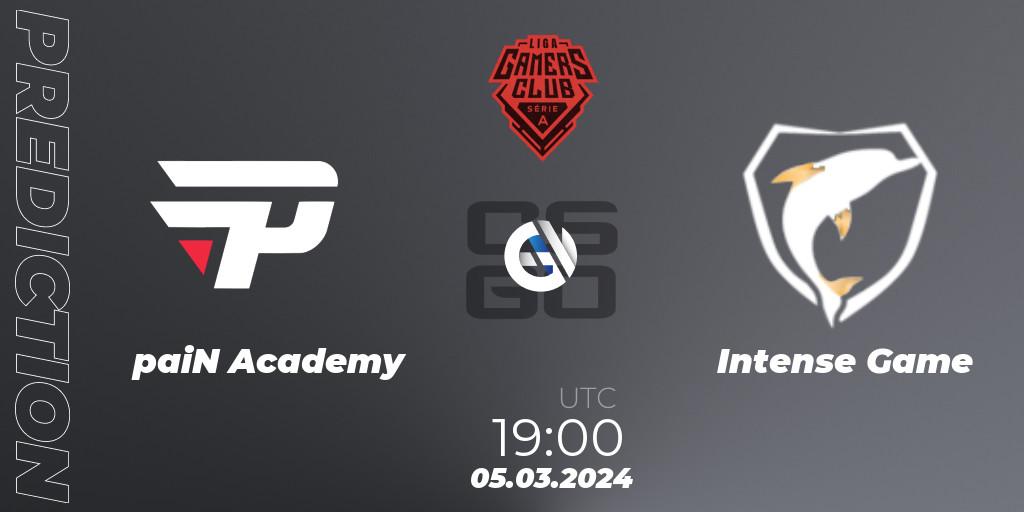 paiN Academy vs Intense Game: Match Prediction. 05.03.2024 at 19:00, Counter-Strike (CS2), Gamers Club Liga Série A: February 2024