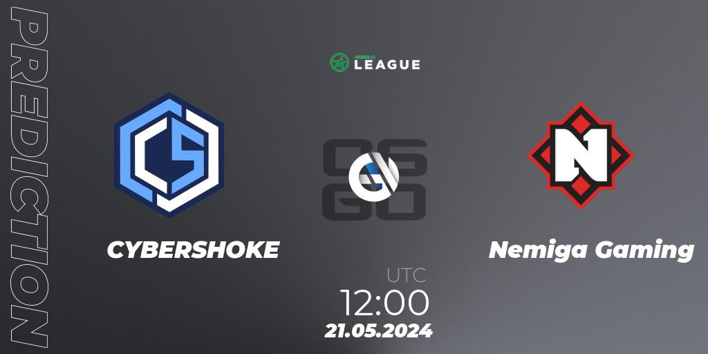 CYBERSHOKE vs Nemiga Gaming: Match Prediction. 21.05.2024 at 12:00, Counter-Strike (CS2), ESEA Season 49: Advanced Division - Europe