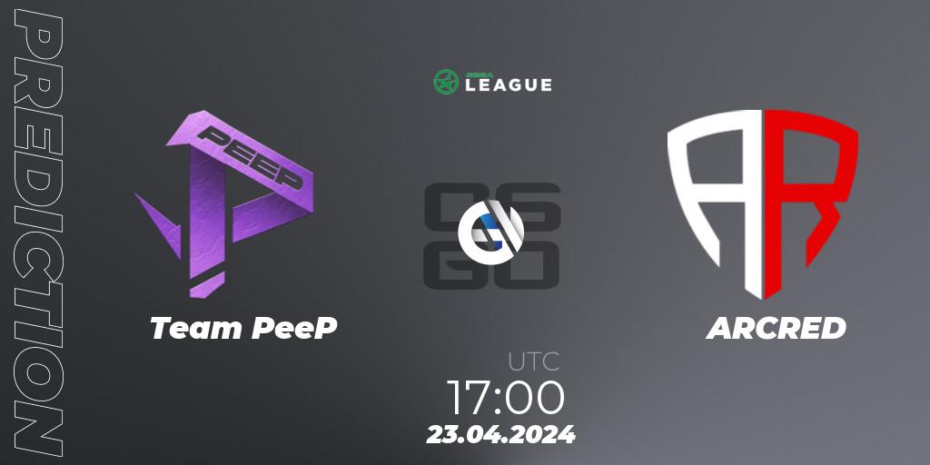 Team PeeP vs ARCRED: Match Prediction. 23.04.2024 at 17:00, Counter-Strike (CS2), ESEA Season 49: Advanced Division - Europe