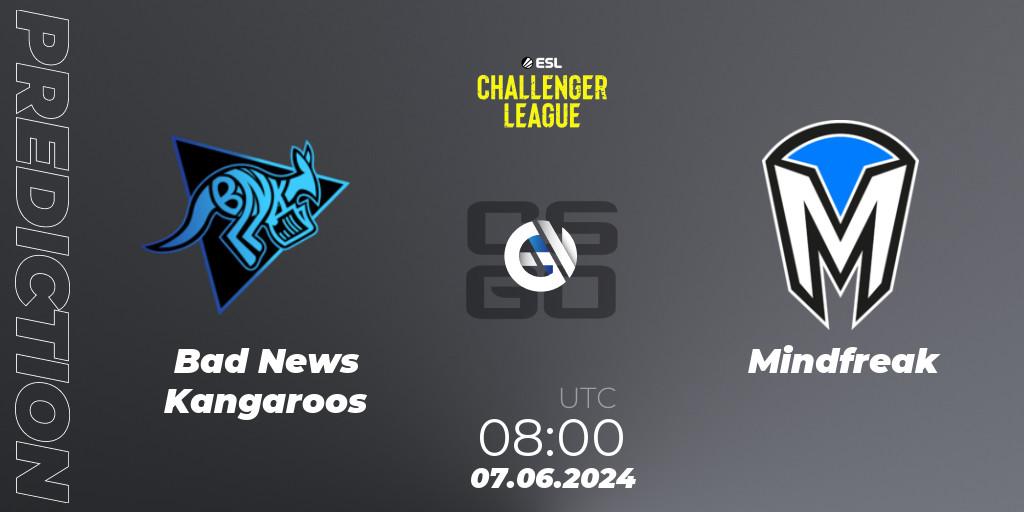 Bad News Kangaroos vs Mindfreak: Match Prediction. 07.06.2024 at 08:00, Counter-Strike (CS2), ESL Challenger League Season 47: Oceania
