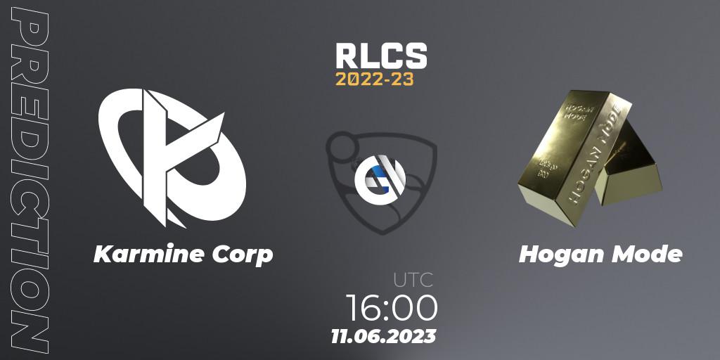 Karmine Corp vs Hogan Mode: Match Prediction. 11.06.2023 at 16:00, Rocket League, RLCS 2022-23 - Spring: Europe Regional 3 - Spring Invitational