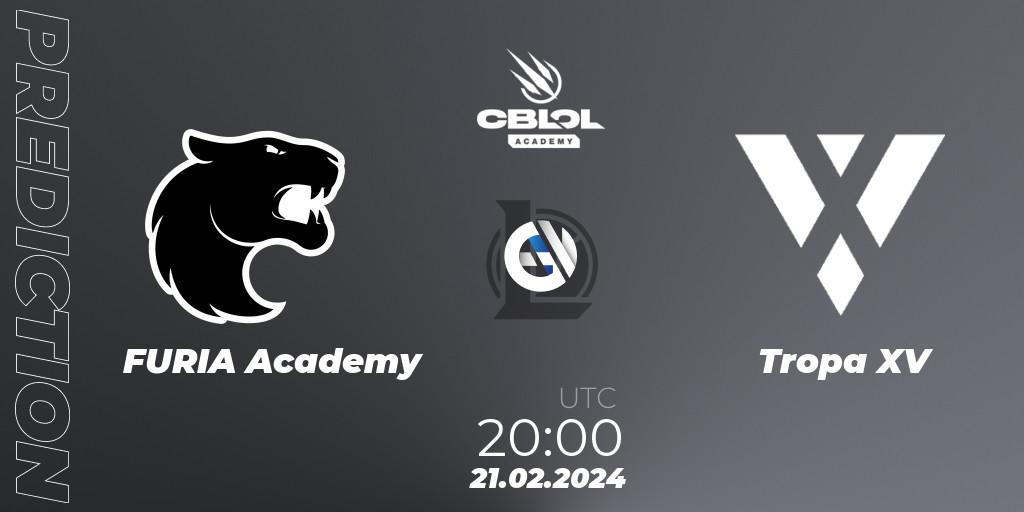 FURIA Academy vs Tropa XV: Match Prediction. 21.02.2024 at 20:00, LoL, CBLOL Academy Split 1 2024