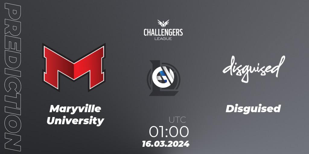 Maryville University vs Disguised: Match Prediction. 16.03.2024 at 01:00, LoL, NACL 2024 Spring - Playoffs