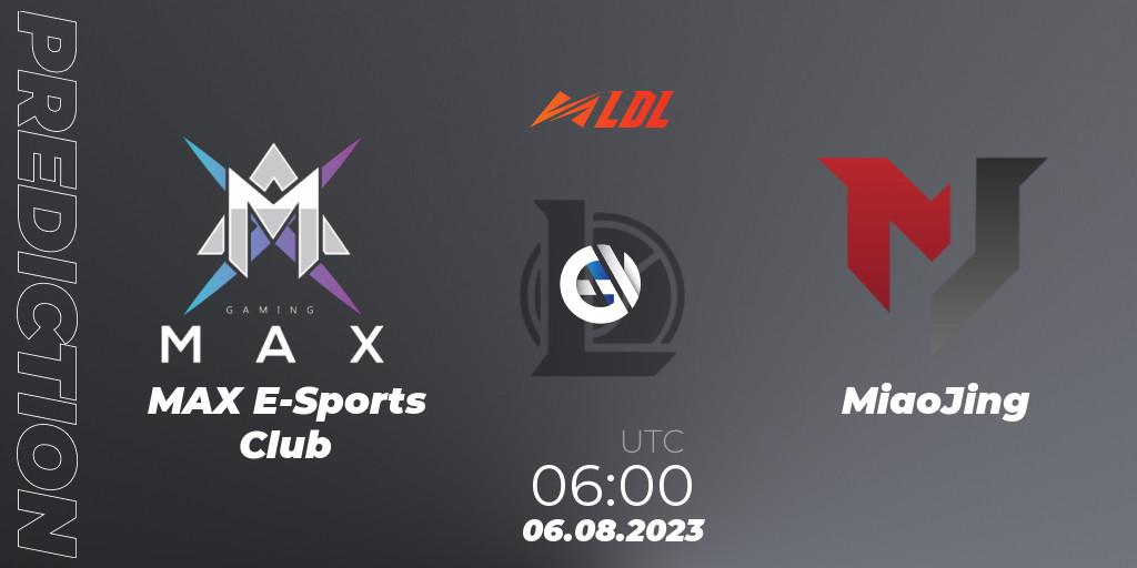MAX E-Sports Club vs MiaoJing: Match Prediction. 06.08.2023 at 06:00, LoL, LDL 2023 - Playoffs