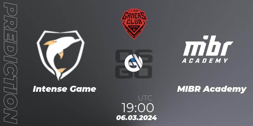 Intense Game vs MIBR Academy: Match Prediction. 06.03.2024 at 19:00, Counter-Strike (CS2), Gamers Club Liga Série A: February 2024