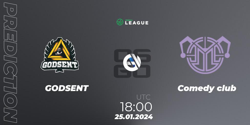 GODSENT vs Comedy club: Match Prediction. 25.01.24, CS2 (CS:GO), ESEA Season 48: Advanced Division - Europe