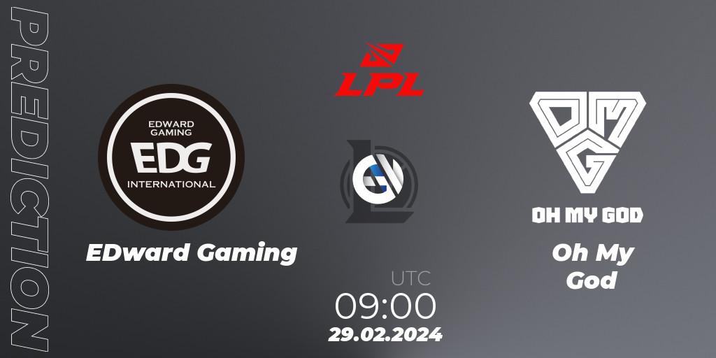 EDward Gaming vs Oh My God: Match Prediction. 29.02.2024 at 09:00, LoL, LPL Spring 2024 - Group Stage