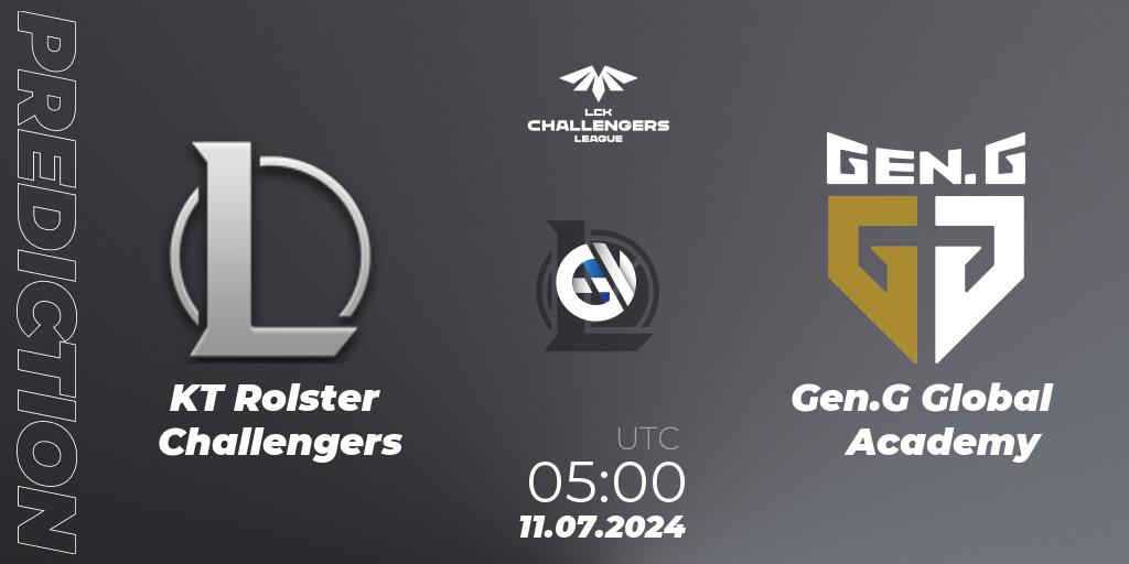KT Rolster Challengers vs Gen.G Global Academy: Match Prediction. 11.07.2024 at 05:00, LoL, LCK Challengers League 2024 Summer - Group Stage