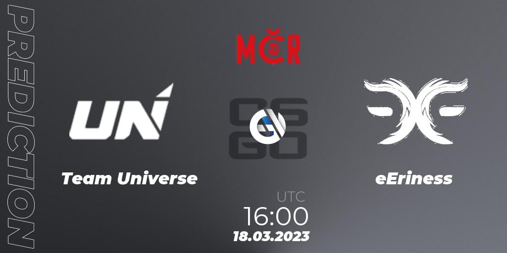 Team Universe vs eEriness: Match Prediction. 18.03.2023 at 16:00, Counter-Strike (CS2), Tipsport Cup Prague Spring 2023: Closed Qualifier