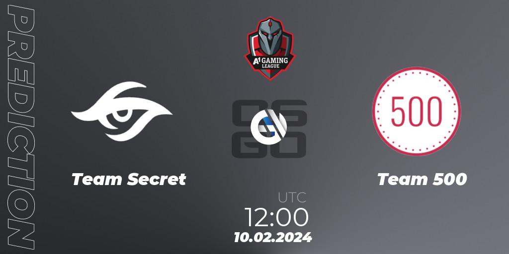 Team Secret vs Team 500: Match Prediction. 10.02.24, CS2 (CS:GO), A1 Gaming League Season 8