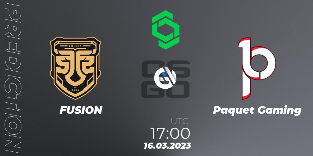 FUSION vs Paquetá Gaming: Match Prediction. 16.03.23, CS2 (CS:GO), CCT South America Series #5