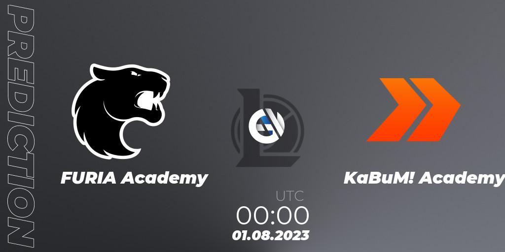 FURIA Academy vs KaBuM! Academy: Match Prediction. 01.08.2023 at 00:00, LoL, CBLOL Academy Split 2 2023 - Group Stage