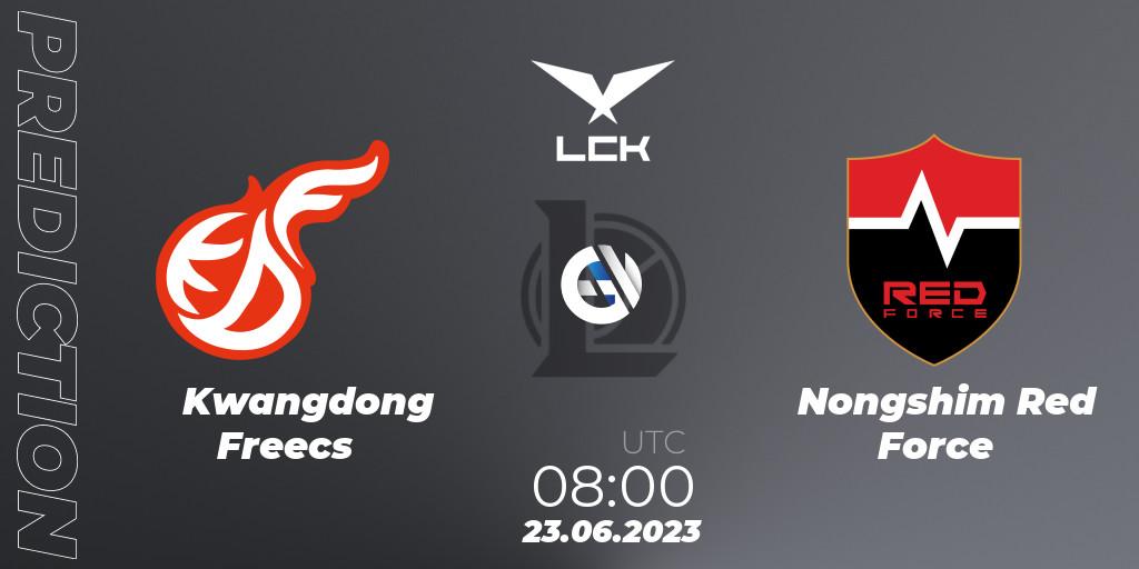 Kwangdong Freecs vs Nongshim Red Force: Match Prediction. 23.06.2023 at 08:00, LoL, LCK Summer 2023 Regular Season