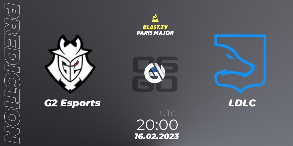 G2 Esports vs LDLC: Match Prediction. 16.02.2023 at 20:00, Counter-Strike (CS2), BLAST.tv Paris Major 2023 Europe RMR Closed Qualifier A