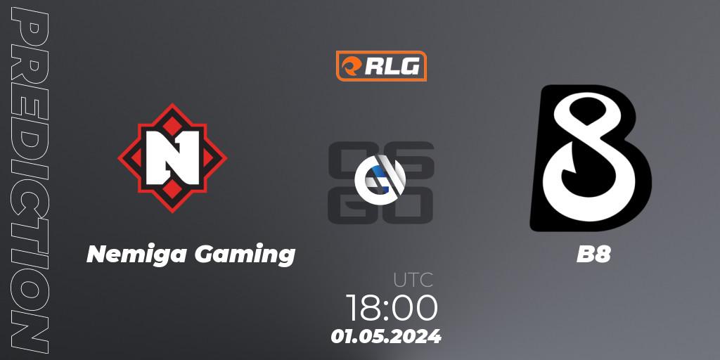 Nemiga Gaming vs B8: Match Prediction. 01.05.2024 at 18:00, Counter-Strike (CS2), RES European Series #3