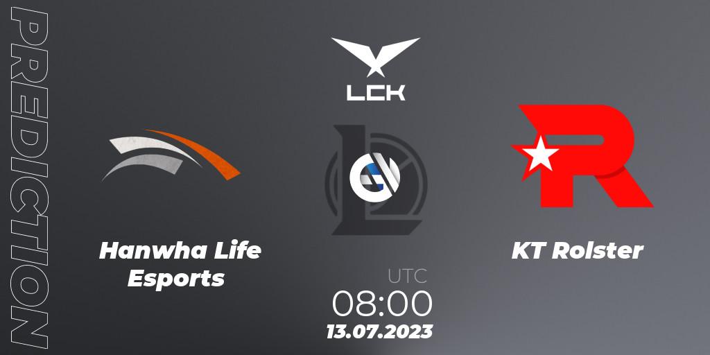 Hanwha Life Esports vs KT Rolster: Match Prediction. 13.07.2023 at 08:00, LoL, LCK Summer 2023 Regular Season