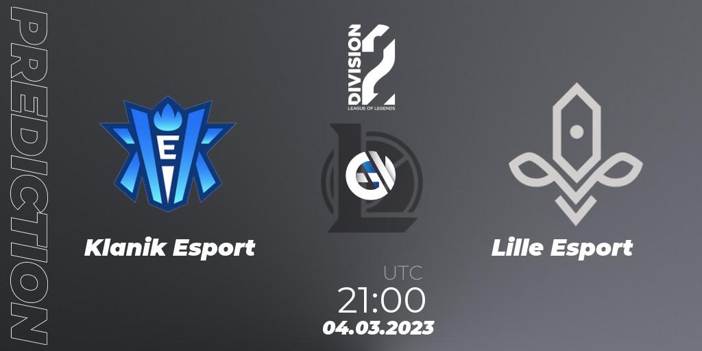 Klanik Esport vs Lille Esport: Match Prediction. 04.03.2023 at 21:00, LoL, LFL Division 2 Spring 2023 - Group Stage