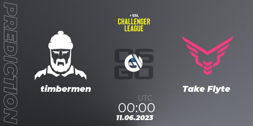 timbermen vs Take Flyte: Match Prediction. 11.06.23, CS2 (CS:GO), ESL Challenger League Season 45 Relegation: North America