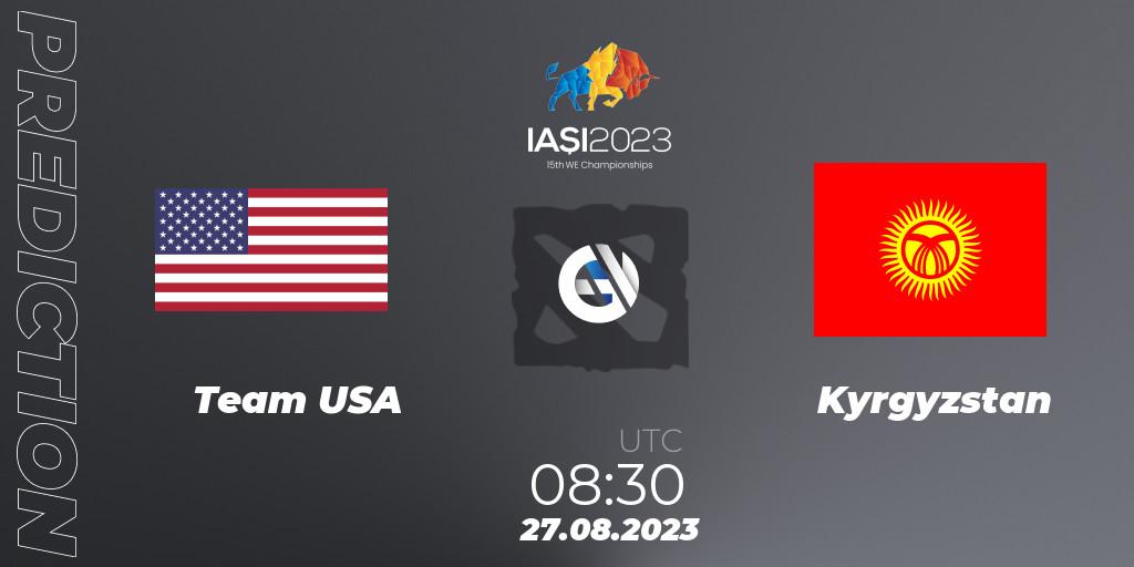 Team USA vs Kyrgyzstan: Match Prediction. 27.08.2023 at 13:00, Dota 2, IESF World Championship 2023