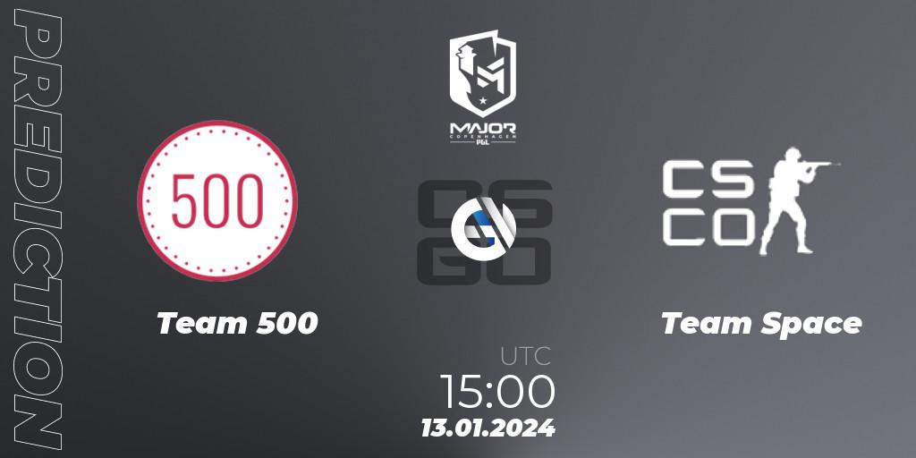 Team 500 vs Team Space: Match Prediction. 13.01.24, CS2 (CS:GO), PGL CS2 Major Copenhagen 2024 Europe RMR Open Qualifier 3