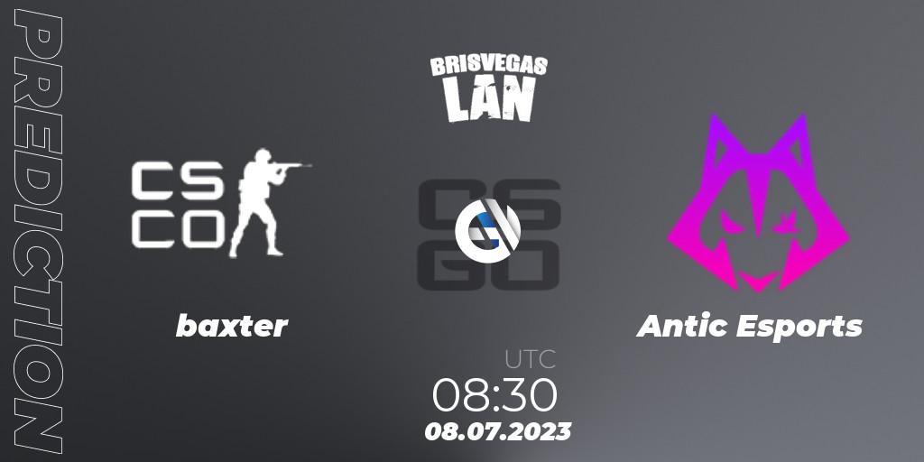 baxter pty ltd vs Antic Esports: Match Prediction. 08.07.2023 at 08:30, Counter-Strike (CS2), BrisVegas Winter 2023