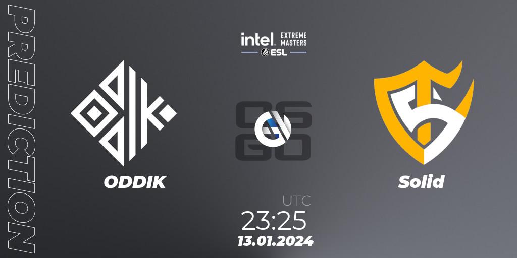 ODDIK vs Solid: Match Prediction. 13.01.2024 at 23:30, Counter-Strike (CS2), Intel Extreme Masters China 2024: South American Open Qualifier #1