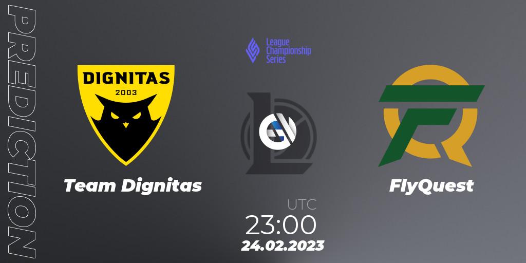 Team Dignitas vs FlyQuest: Match Prediction. 25.02.2023 at 02:00, LoL, LCS Spring 2023 - Group Stage