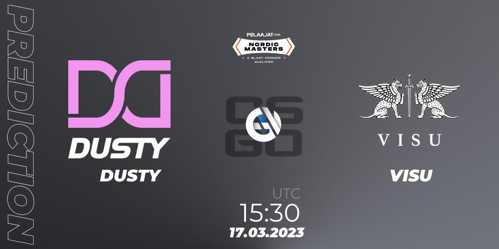 DUSTY vs VISU: Match Prediction. 17.03.2023 at 15:30, Counter-Strike (CS2), Pelaajat Nordic Masters Spring 2023 - BLAST Premier Qualifier