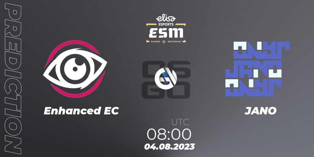 Enhanced EC vs JANO: Match Prediction. 04.08.2023 at 08:00, Counter-Strike (CS2), Elisa Esports eSM 2023
